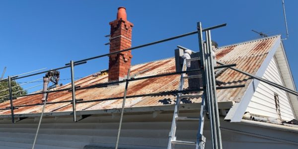 Metal re-roof project in Geelong replacing rusted roof sheets with new Colorbond roofing