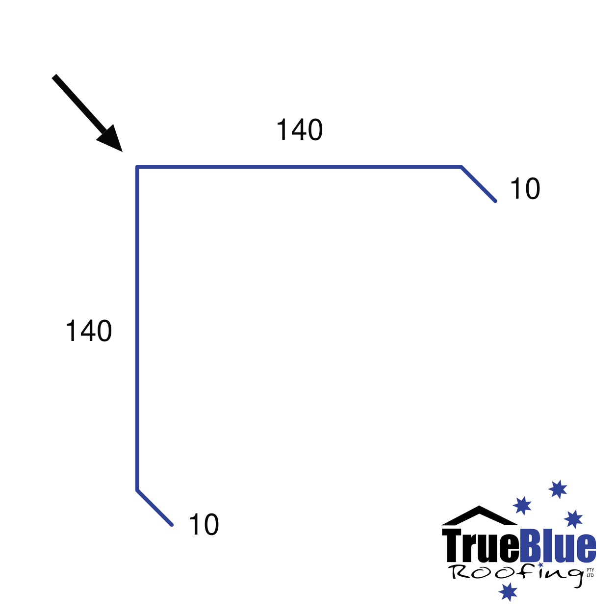 COLORBOND® Corner Capping Flashing 140 x 140mm